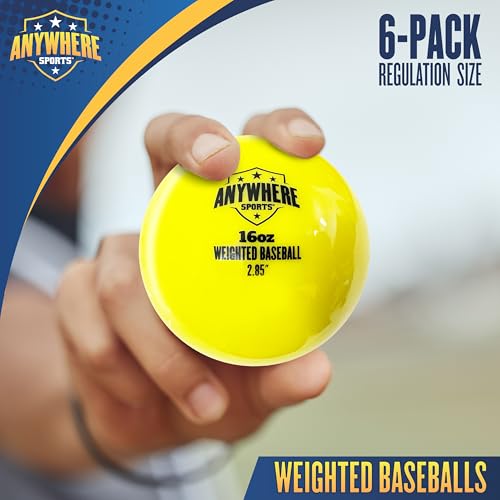 Anywhere Sports Weighted 16 oz Training Baseballs - Hitting & Pitching for All Skill Levels - Improve Power and Mechanics with Weighted Baseball Training Balls, 2.85” Diameter - style: 6-Ball Bundle