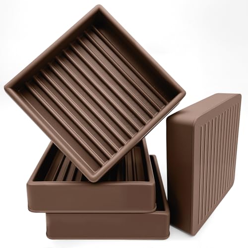 xxxHOLIC Non Slip Furniture Pads, 2" x 2" Brown Square, Set of 4 | Furniture Cups for Hardwood Floors, Rubber Furniture Grippers, Anti Slide Bed Frame & Couch Stoppers - color: Brown, size: 2"*2"Square