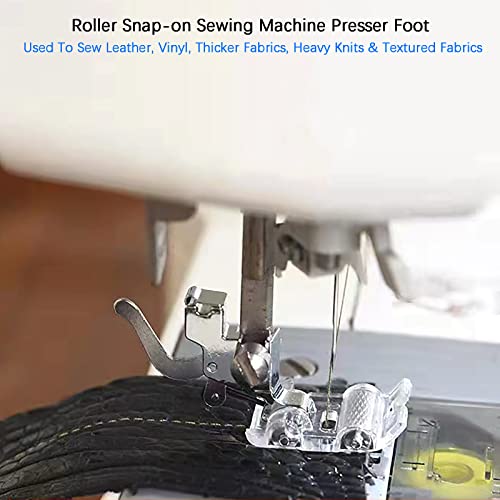 TISEKER Roller Presser Foot for Leather, Vinyl | For All Low Shank Singer, Brother, Babylock, Euro-Pro, Janome, Kenmore, White, Juki, New Home, Elna and More Sewing Machines