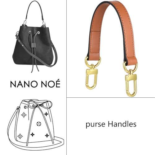 Genuine leather purse Handle compatible with Neonoe for Metis Noe BB NM Beaubourg Hobo - color: Brown-purse Handles