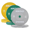 Mikolo Olympic Bumper Plates Set, 100% High-Density Low-Bounce Rubber Weight Plates with Steel Inserts, IWF Color-Coded Quiet Barbell Plates for Deadlifts, Squats & Home Gym Strength Training (Weights: 45 * 2-230LB) - style: 140LB SET