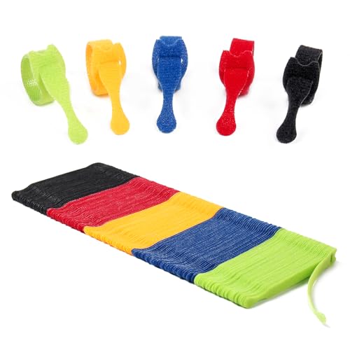OneLeaf 180PCS Valuable Wire Organizer 4Inch Reusable Cable Ties with Hook and Loop, Colorful Fastening Cord Ties Wire Management for Home, Office, Data Centers, and Electronics, 5 colors - size: 4in-180pcs
