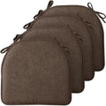 TushGuard Chair Cushions, 4 Pack Memory Foam Chair Pads, Thin Seat Cushion, Kitchen Chair Cushions Set of 4, Anti-Slip Backing & Fixed Straps, 1.4 in Thick, Brown - color: Brown
