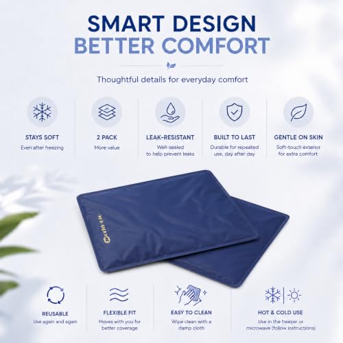 WORLD-BIO 2Pcs Flexible Large Gel Ice Pack for Injuries,Reusable Cold Packs | 11.5" x 15.4" Lareg Size,Stays Flexible When Frozen, Hot Cold Gel Packs for Back, Shoulders, Waist, Legs,Long-Lasting Cold - size: 2cps 12*16"