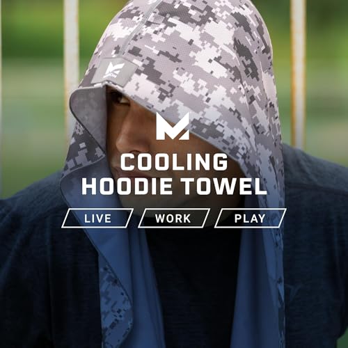 MISSION Cooling Hoodie Towel, Evaporative Cool Technology, Cools Instantly When Wet, UPF 50 Sun Protection, Contours Your Head to Stay in Place, Great for Sports, Fitness, Gym - color: White