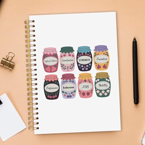 OJMFHEGEE Physical Therapy Gifts Spiral Notebook 5.5x8.3 in, Groovy Retro Floral Workout Fitness Tracker Hardcover Notebook Journal for Women Therapist, Fitness Gifts - color: Physical Therapy