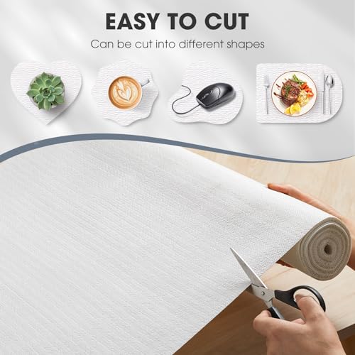 Drawer and Shelf Liner, Non-Slip Kitchen Cabinet Liners Non-Adhesive Thick Strong Grip Waterproof Washable Mats Protect Dresser Shelves Cupboard Bathroom Cabinets, White, 12 in X 10 FT - color: White, size: 11.8"W x 118"L
