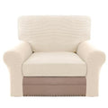 H.VERSAILTEX Multi-Pieces Chair Covers Stretch Couch Covers Form Fitted Seat and Back Cushions Covers (1 Seat Cover Plus 1 Back Cusion Cover, Bonus 2 Armrest Covers), Cream - color: Cream, size: 1 SEAT COVER + 1 BACK COVER+ 2 ARMREST COVERS