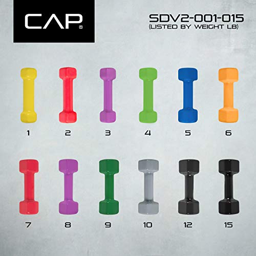 CAP Barbell Vinyl Coated Dumbbell | 1-15 LB Single or Pair - color: Gray, size: 10 LB Single