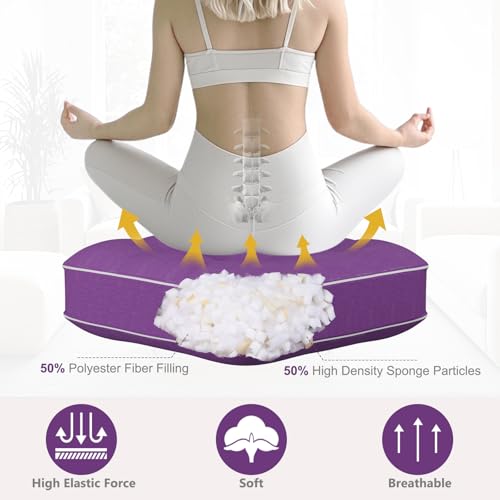 Chunful Set of 5 Outdoor Bench Cushions Set 44 x 19 Inch Tufted Waterproof Patio Furniture Seat Pad with Throw Pillows Loveseat Cushion for Square Settee Indoor Sofa Wicker Couch (Purple) - color: Purple