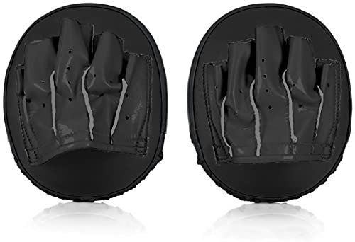 Fairtex FMV15 Muay Thai Boxing Focus Punch Mitts | Premium Syntek Leather Boxing Mitts-Lightweight & Durable Microfiber | Curved Design for Precision, Shock Absorbent & Enhanced Accuracy - color: Black