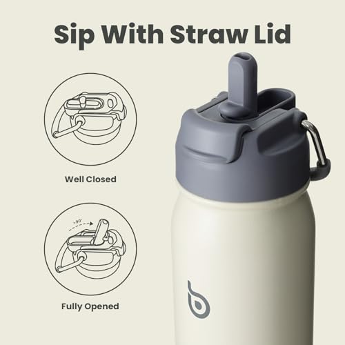 BOTTLE BOTTLE 24oz Insulated Water Bottle Stainless Steel Sport Water Bottle with Straw and Adjustable Lid Daily Pill Organizer - color: gray