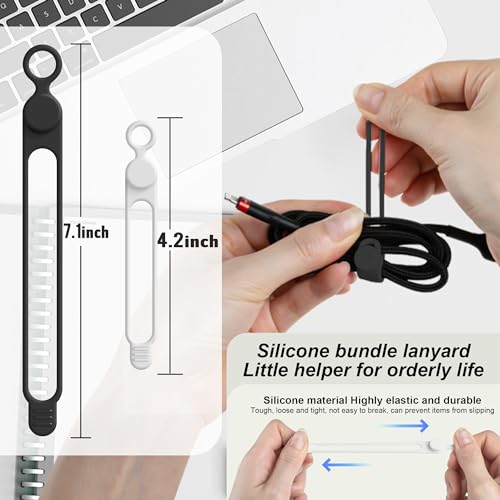 Silicone Cable Ties Cord Organizer Cable Management, 16Pcs 4.2" and 7.1" Reusable Cable Organizer Electronic Accessories for Home, Office, Kitchen, School, Travel(Black&White) - color: Multicolor C, size: 4.2 Inch+7.1 Inch