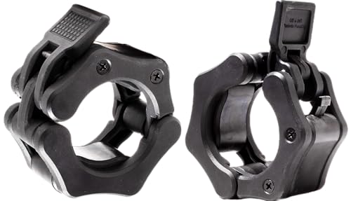 Olympic Barbell Clamps Collars Quick Release Pair Weight Clips for 2 inch Barbell BLACK - color: Black