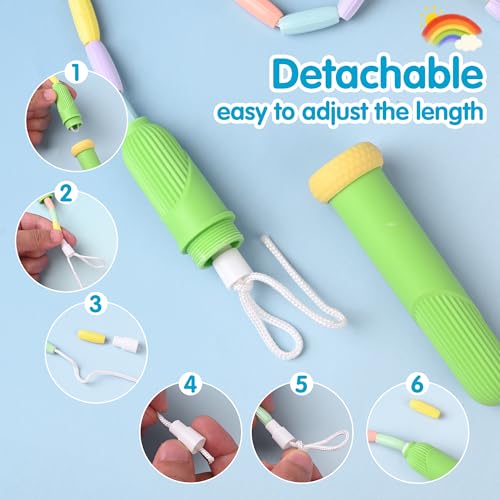 Beaded Jump Rope 1 Pack/2 Pack, ACEONE Segmented Skipping Rope for Kids Adults, Adjustable Tangle-Free Toddler Jumping Rope for Fitness Exercise Training - color: Green+Blue