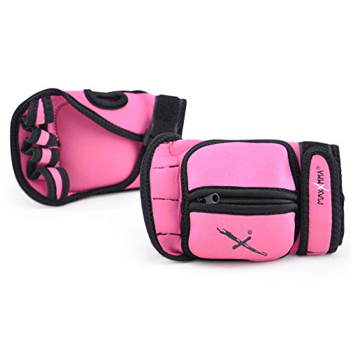 MaxxMMA Adjustable Weighted Gloves, 2 lb. Set - Removable Weight (2 x 0.5 lb. Each Glove) for Sculpting MMA Kickboxing Cardio Aerobics Hand Speed Coordination Shoulder Strength - color: Pink