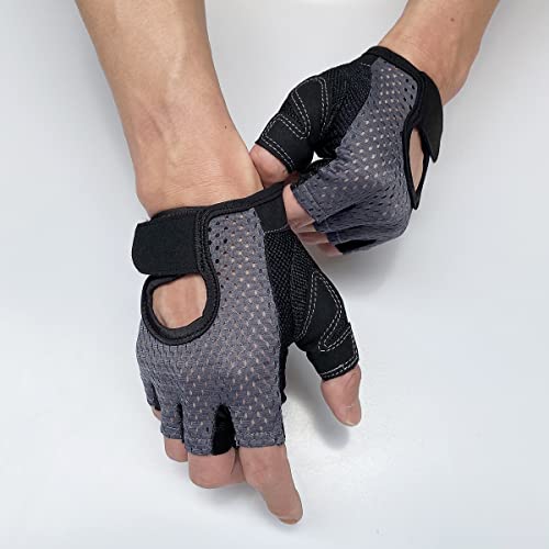 KEYDUACU Workout Gloves,Weight Lifting Fingerless Gym Exercise Gloves,Men's and Women's Anti-calluses Must-Have Fitness Gloves, Lightweight and Breathable - color: gray, size: Large