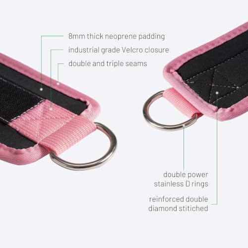 Slim Panda Ankle Strap for Cable Machine,Ankle Cuff for Kickbacks, Booty Hip Abductors,Glute Workouts, Leg Extensions, Curls for Men and Women, Adjustable with Double D-Rings - color: Pink, style: Single