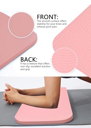 Yoga Knee Support Pad for Women Pilates Kneeling Cushion | Elbows Wrist Hands Head Foam Extra Thick Men Exercise Knees Pads Set of 6 Pieces - color: Pink