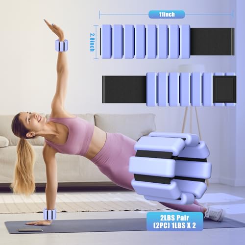 Ankle Weight Wrist Weight 2 Pack 1lb Each Adjustable | Arm and Leg Weight, Women and Men, Pilates Gym Yoga Aerobic, Strength Training - color: Blue