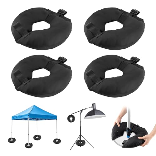 4 Pack Sand Bags for Weight, Tripod Weight, Canopy Weights with Straps | Weighted Bags to Hold Things Down, Sandbags for Backdrop Stand, Umbrella Base, Tent, Sports Net, 52 LB (Sand Not Included) - size: 52 LB