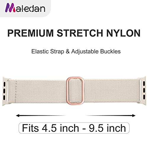 Maledan 10 Pack Stretchy Bands Compatible with Apple Watch Band 40mm 38mm 41mm 42mm 44mm 45mm 46mm 49mm Women Men, Nylon Solo Loop Elastic Sport Straps for iWatch Series 11 10 9 8 7 6 5 4 3 SE Ultra - color: Black/ZWalnut/Pink/Cactus/Wine/Starlight/Grid-B