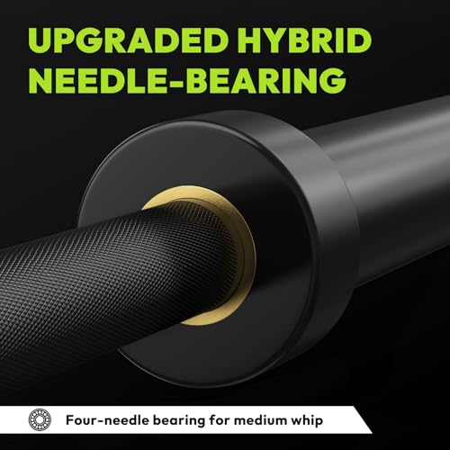 HANDBODE 7 FT Olympic Barbell 45 LB, 2-Inch Standard Weight Bar, 1000 LB | Needle Bearings, Knurled Grip, Hard Chrome Coating, Powerlifting, Bench Press, Deadlift, Squat, Hip Thrusts And Cleans - color: Black