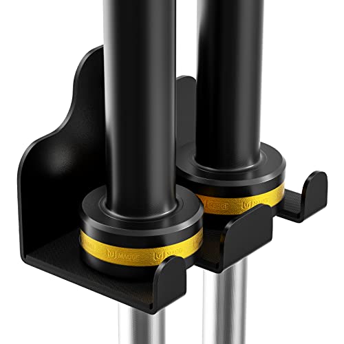 JNIHEEP Olympic Barbell Hanger,Garage Gym Bar Wall Rack,Vertical Barbell Mount Rack,Black Powder Coated,Space Saving Commercial or Home Gym Accessory,Holds Under 33mm Bar Size - color: ‎Black 2Hooks