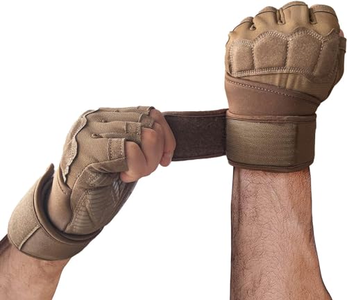 Mens Workout Gloves for Weight Lifting - Exercise Gloves for Men Women With Wrist Wrap Support, Palm Protection and Grips - Sport Daily Use - color: Brown, size: X-Large(8.2-8.6 in)