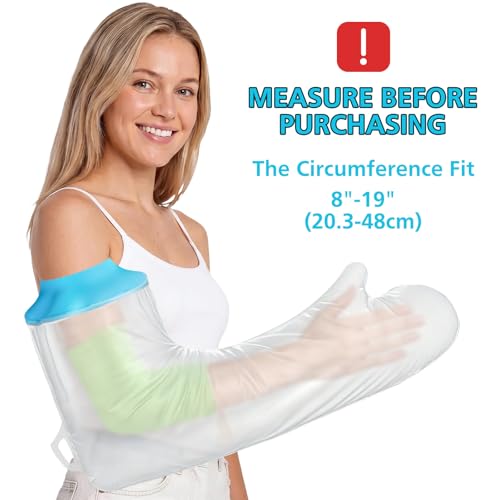 Asunby Waterproof Cast Covers for Shower Arm, Reusable Adult Long Arms Protector Bag after Surgery, Durable Showering Sleeve for Wound Hands/Wrist/Elbow/Finger, Recovery Supplies Gifts - size: Adult Arm-Long