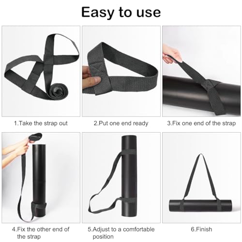 4PCS Yoga Mat Carrier Strap, Adjustable Yoga Mat Strap Carrier for Exercise/Travel/Gym, Mat Holder Sling Carrier - color: Black