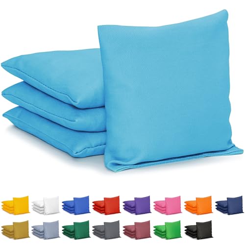 GoSports Classic Cornhole Bean Bags Set of 4-16 Colors Available - Regulation All Weather, Mix and Match - color: Light Blue