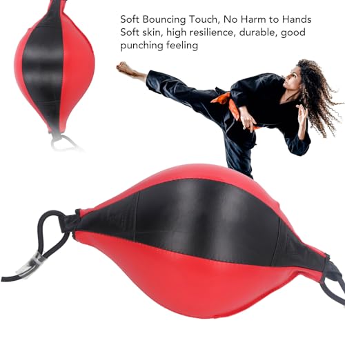 Double End Bag, Double End Punching Bag Boxing Striking, Boxing Equipment for Hand Eye Coordination Training, PU Leather Hanging Boxing Ball with Adjustable Cord Improve Boxing Reaction