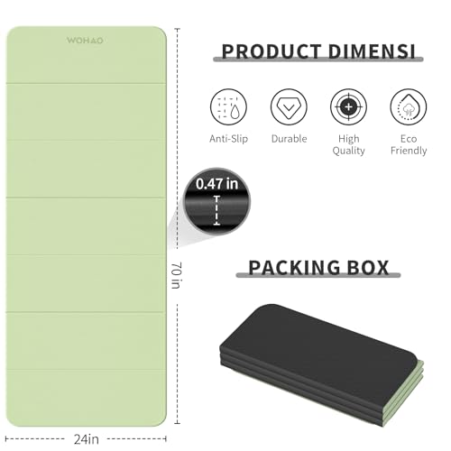 7-Fold Yoga Mat 70"x24" - 1/2 Inch Thick | Folding Exercise Mat, Compact Non-Slip TPE Mat, For Travel, Storage, Yoga & Home Gym, Lightweight & Portable - color: Grass Green + Black