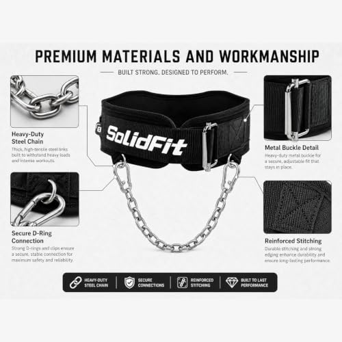 2-in-1 Weight Lifting Belt and Dip Belt for Weightlifting, Squats,Powerlifting and Dips, 37.4-Inch Heavy-Duty Steel Chain, Comfortable Neoprene Padded Gym Belt for Men - color: Black, size: X-Large
