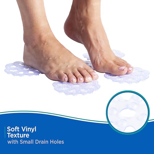 Kenney KN61549 Vinyl Bath Treads with Suction Cups for Use Inside The Bathroom Shower, 5" L x 5" W, Clear (Pack of 4) - size: 5" (Round) (Pack of 4)