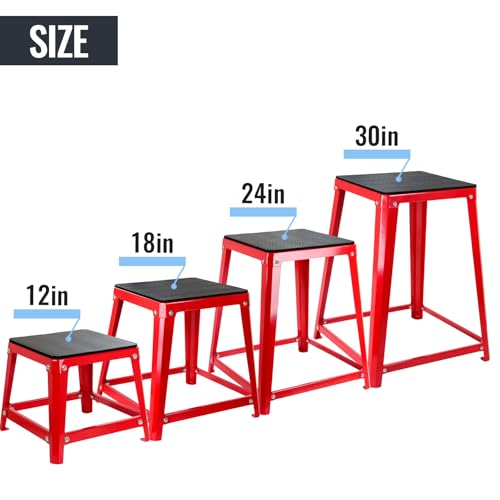 Metal Plyometric Jumping Box, 12/18/24 Inch Anti-Slip Workout Step Up Box for Home Gym