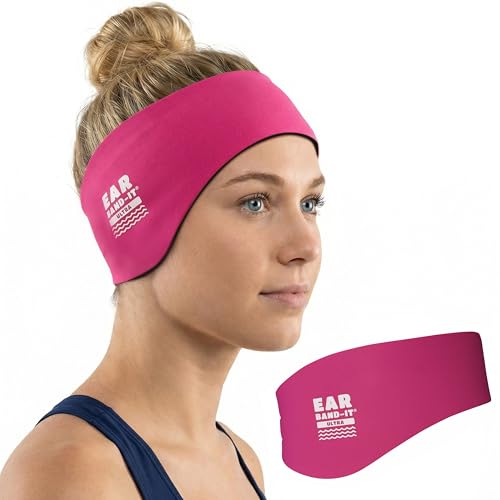 Earvolution Ear Band-It Ultra Swimming Headband for Kids and Adults - Invented by Ear, Nose, and Throat Physician - Custom Anti-Slip Grip Neoprene Maximizes Protection, 13 Color Options, 3 Sizes - color: Hot Pink