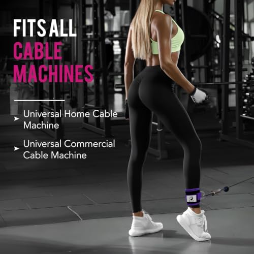 Slim Panda Ankle Strap for Cable Machine,Ankle Cuff for Kickbacks, Booty Hip Abductors,Glute Workouts, Leg Extensions, Curls for Men and Women, Adjustable with Double D-Rings - color: Purple, style: Single