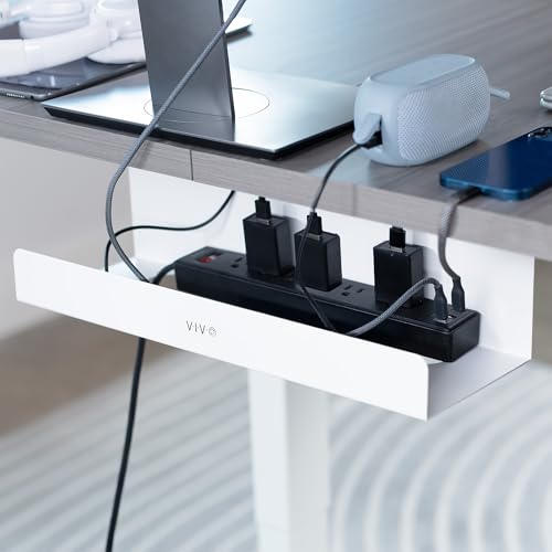VIVO White 17 inch Extra Deep Cable Management Tray, DESK-AC16-1CW | Under Desk, Low Profile Power Strip Holder, Cord Organizer, Wire Tamer Steel Cable Rack for Office and Home, Holds 11 lbs - color: White, size: Extra Deep