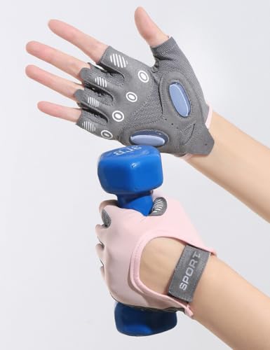 Women Workout Gloves Protection Dumbbell Glove Lightweight Breathable Glove - color: Pink, size: Medium