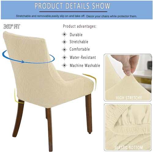 Wingback Chair Cover Waterproof,Stretch Jacquard Slipcover(Beige,4PCS) | Instant room refresh with easy cleanup, dependable mess protection, and a neat tailored look for family spaces. - color: Beige