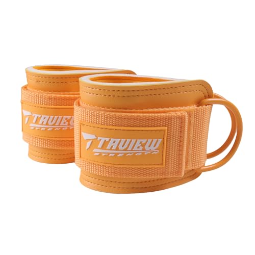 TAVIEW Ankle Straps Cable Machine Attachment for Gym - Cable Kickback Ankle Straps - Padded Ankle Cuffs for Glute Kickbacks and Leg Workouts - color: Orange-Pair