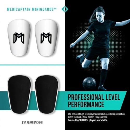 MediCaptain MiniGuards - Mini Shin Guards for Soccer Players - Tiny Shin Pads for Men, Women, Teens - Miniature Shin Guards 3.9 x 2.4 inch - Perfect for High Level Soccer Athletes - color: White