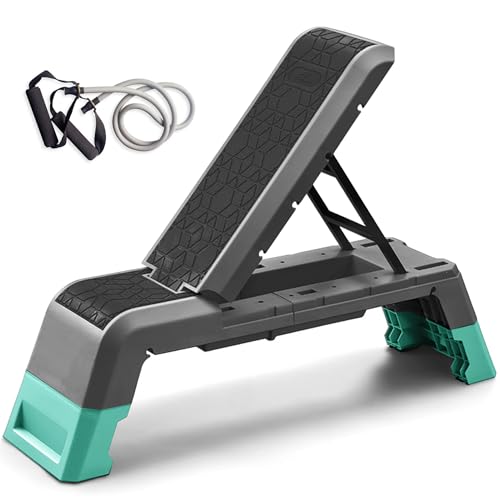 leikefitness Exercise Step Platform, Multifunctional Aerobic Deck | with Cord and Adjustable Dumbbell & Weight Bench, Fitness Equipment for Workout Home Gym - color: Black