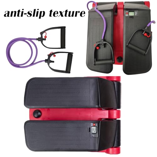 INTBUYING Mini Twist Stepper for Exercise Workout at Home with Resistance Bands Quiet Step Machine Portable with LCD Monitor and Non-Slip Pedals for Gym Home