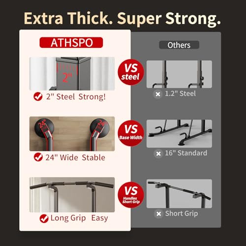 Power Tower Pull Up Bar Station, 450 lbs Capacity, Heavy-Duty 2" Steel Frame, Stable X-Base, Adjustable Dip Station for Home Gym