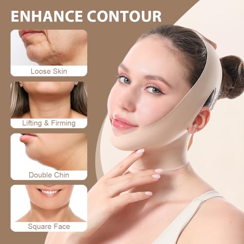 Face Strap Face Lift Belt, Comfortable VShaped Bandage Face Lift Band Face Outline Lifting Facial (Skin Color) - color: Skin Color