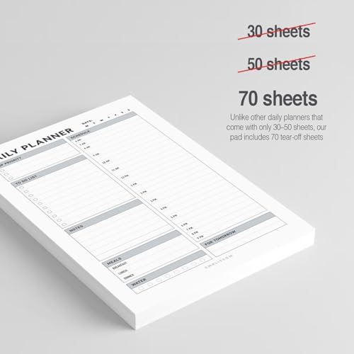 Daily Planner Notepad, 5.5 x 8.5" Tear-Off Pad – 70 Undated Sheets Focus-Enhancing Desktop Organizer with Hourly Schedule, To-Do List for Work, School (White, Checkbox, 1 Pack) - size: Checkbox, 1 Pack
