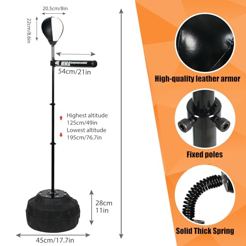 360° Spinning Speed Punching Bag - Adjustable Free-Standing Boxing Trainer for Home Gym, Adults, Boost Reflexes, Endurance & Coordination